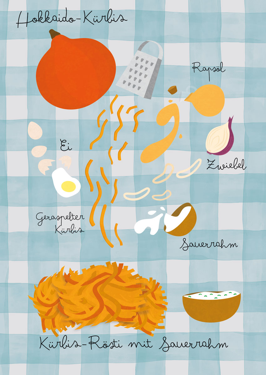 Illustration zum Kürbisrösti mit Sauerrahm